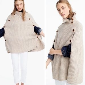 J.Crew Convertible Sweater Cape Heather Sandstone Cozy Wool Blend S M H3638